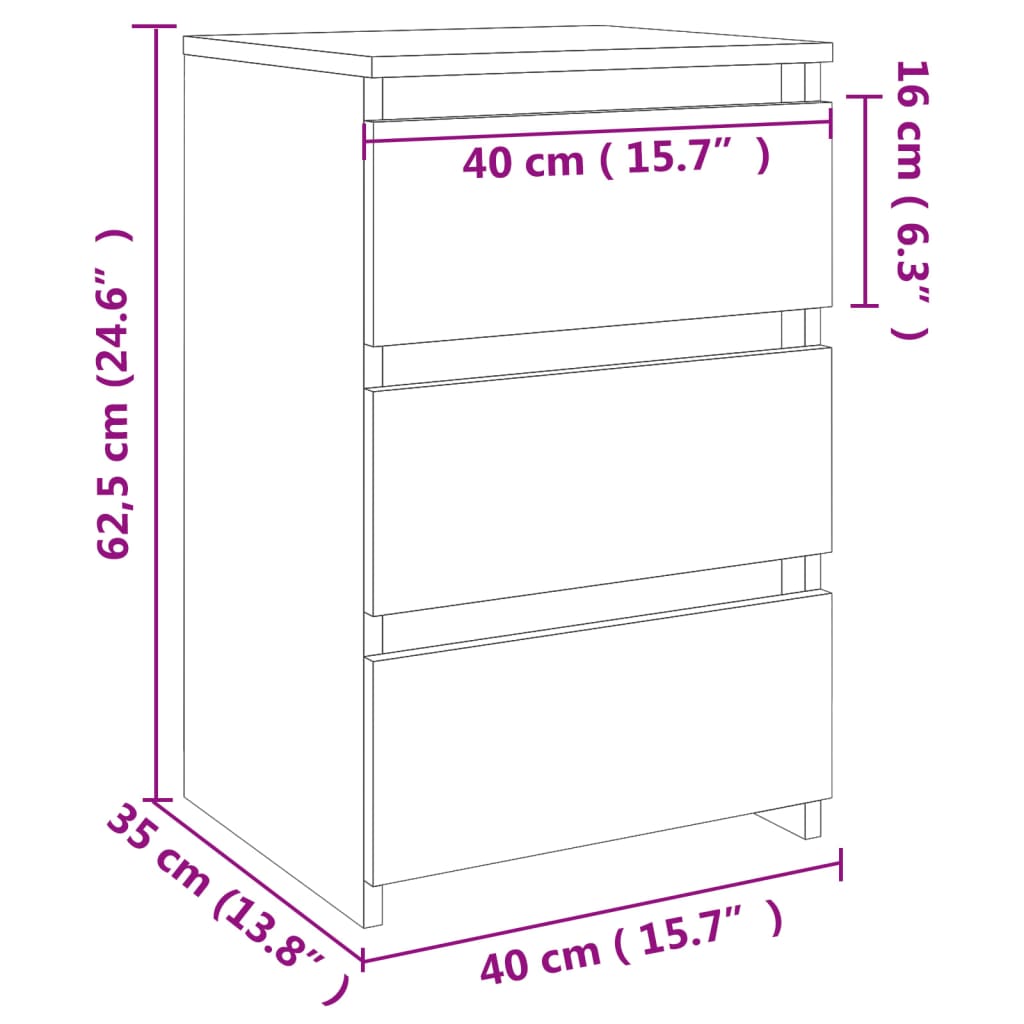 Nachtkastjes 2 st 40x35x62,5 cm spaanplaat sonoma eikenkleurig 2 Sonoma eiken