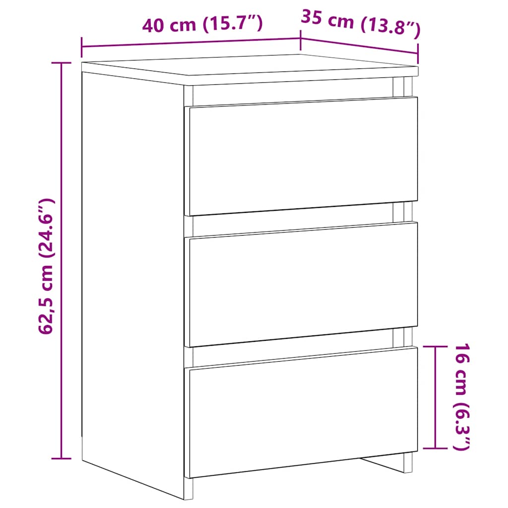 Nachtkastjes 2 st 40x35x62,5 cm bewerkt hout betongrijs