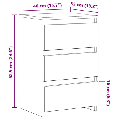 Nachtkastjes 2 st 40x35x62,5 cm bewerkt hout betongrijs