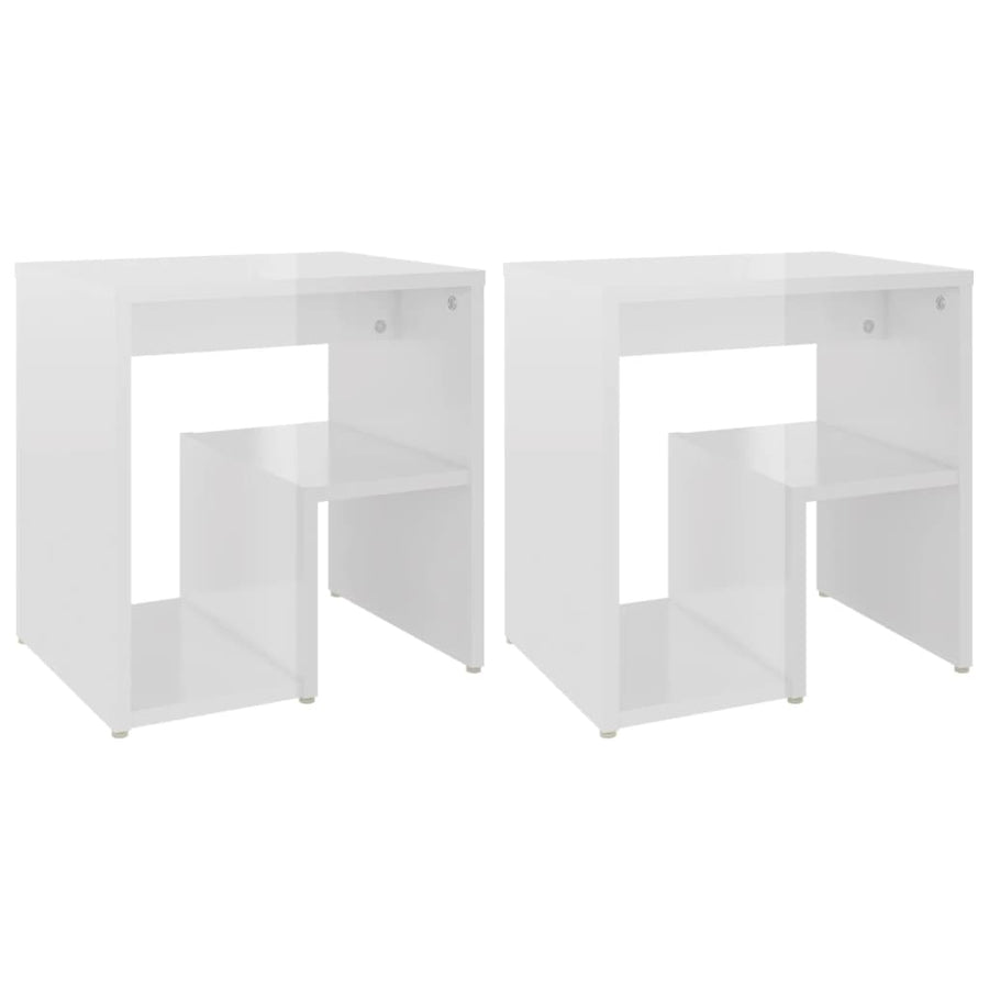 Nachtkastjes 40X30X40 Cm Spaanplaat 2 Hoogglans wit