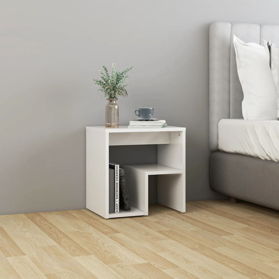 Nachtkastjes 40X30X40 Cm Spaanplaat 2 Hoogglans wit