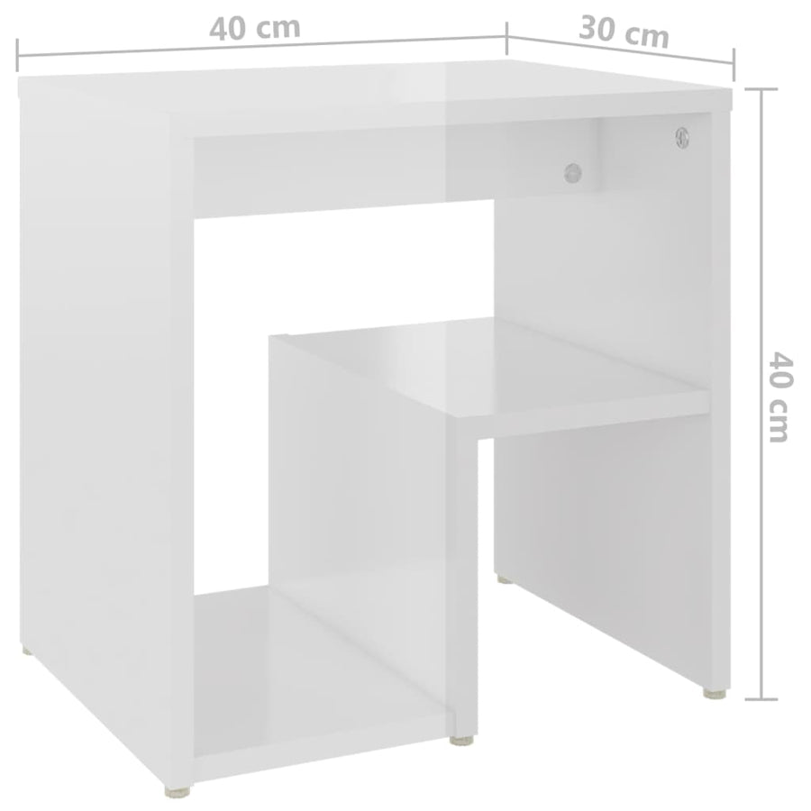 Nachtkastjes 40X30X40 Cm Spaanplaat 2 Hoogglans wit