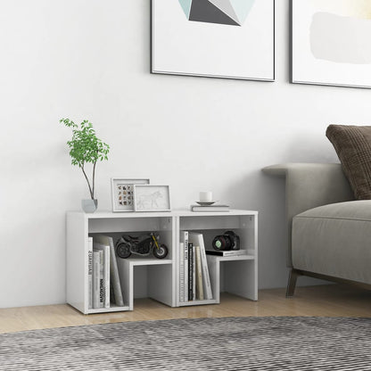 Nachtkastjes 40X30X40 Cm Spaanplaat 2 Hoogglans wit
