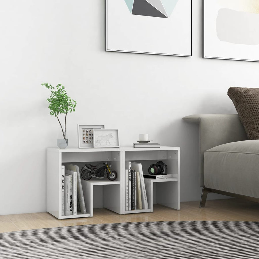 Nachtkastjes 40X30X40 Cm Spaanplaat 2 Hoogglans wit