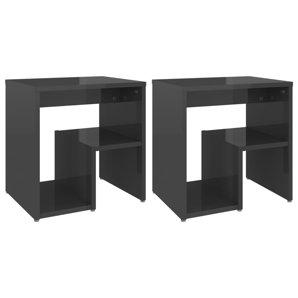 Nachtkastjes 2 st 40x30x40 cm bewerkt hout hoogglans grijs