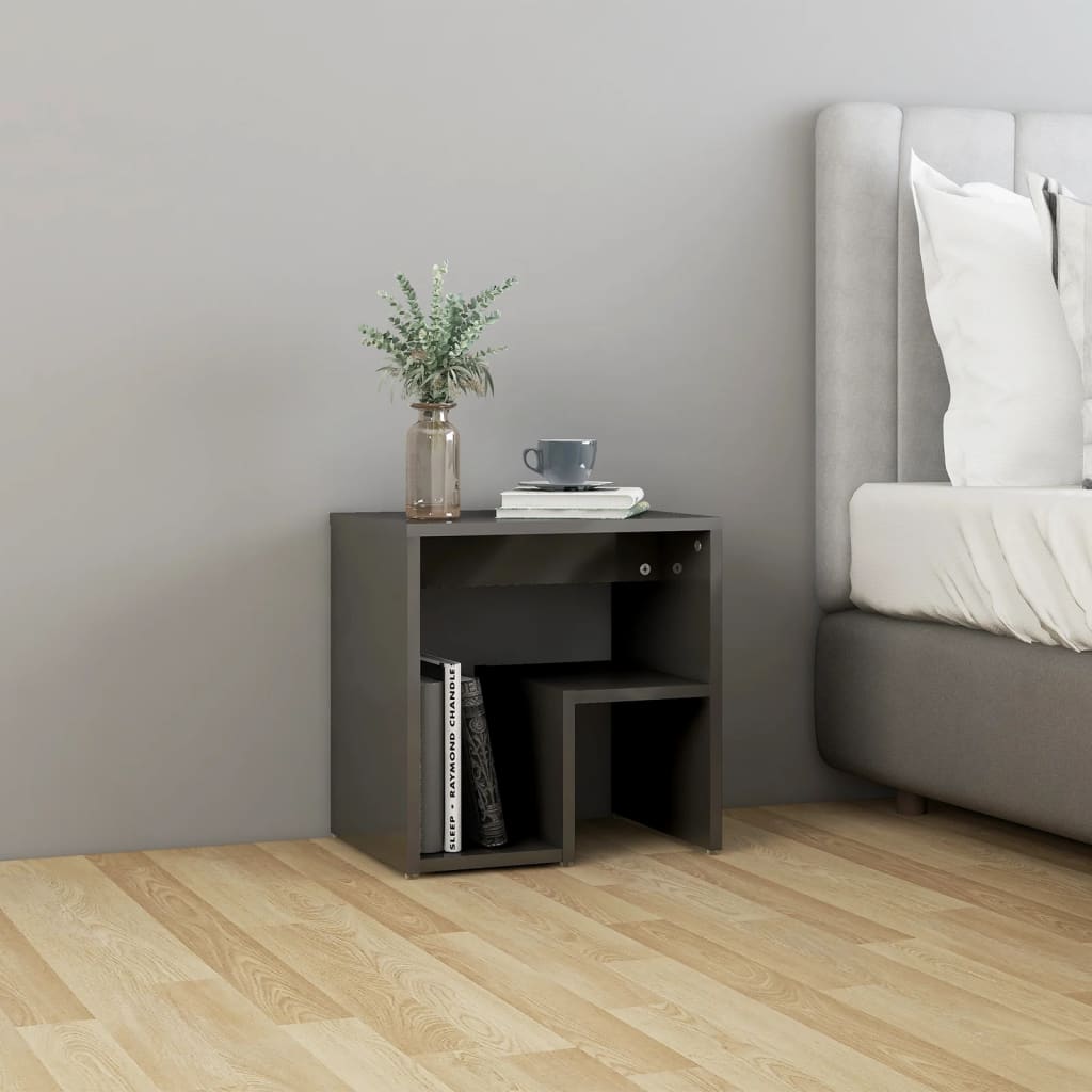 Nachtkastjes 2 st 40x30x40 cm bewerkt hout hoogglans grijs