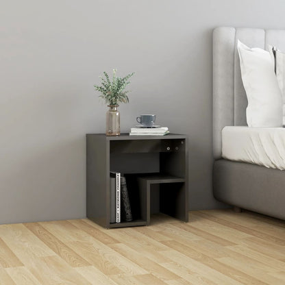 Nachtkastjes 2 st 40x30x40 cm bewerkt hout hoogglans grijs