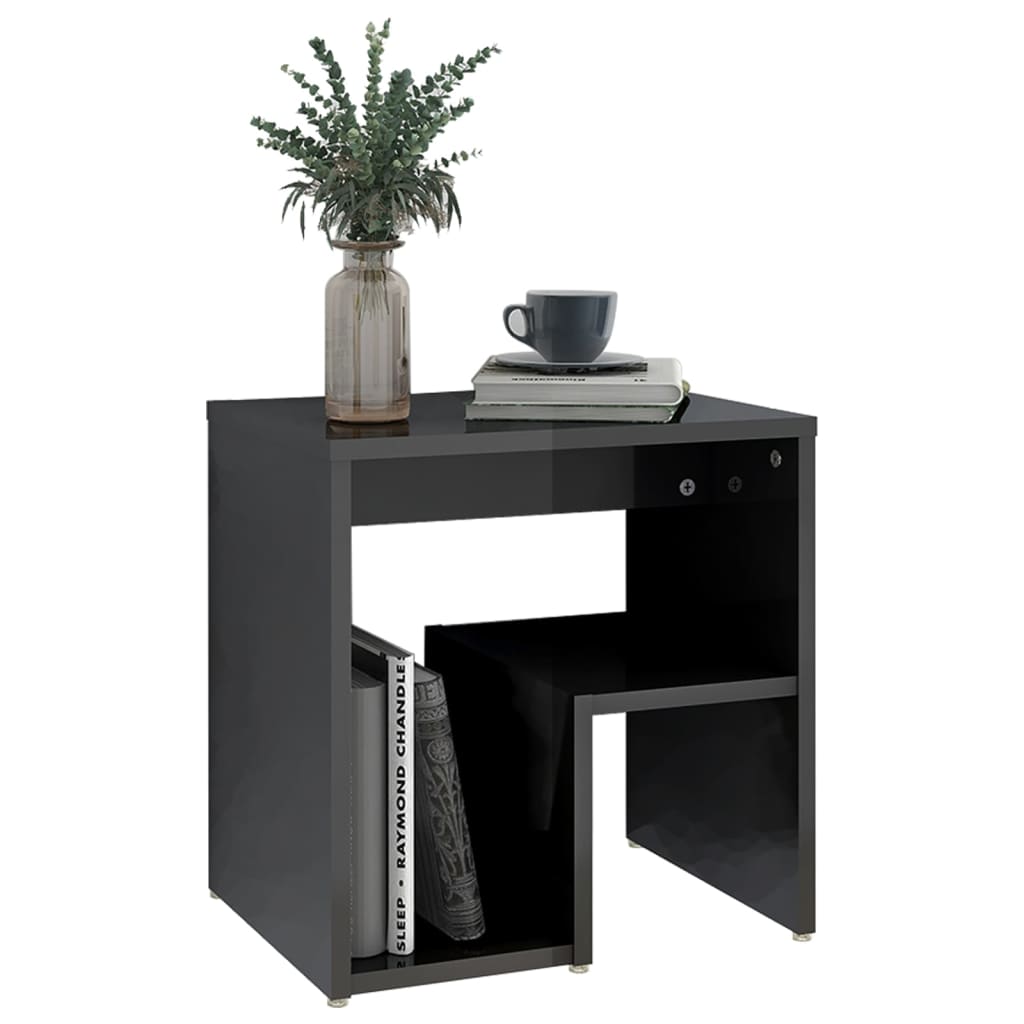 Nachtkastjes 2 st 40x30x40 cm bewerkt hout hoogglans grijs