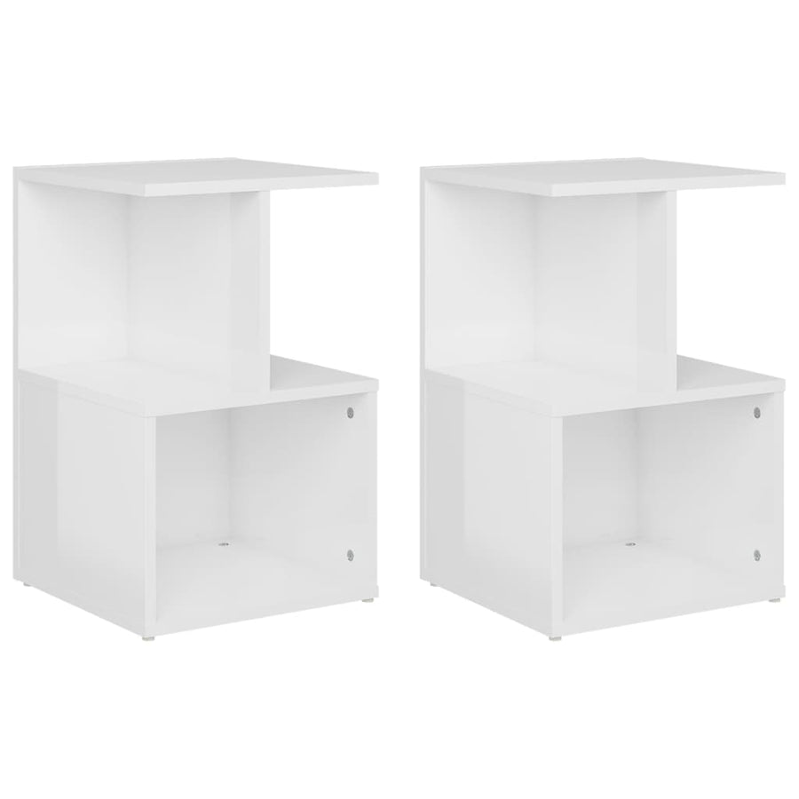 Nachtkastjes 35X35X55 Cm Spaanplaat 2 Hoogglans wit