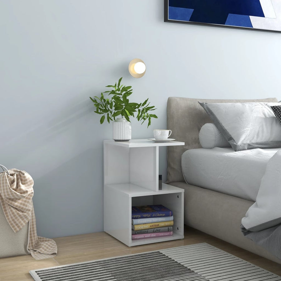 Nachtkastjes 35X35X55 Cm Spaanplaat 2 Hoogglans wit