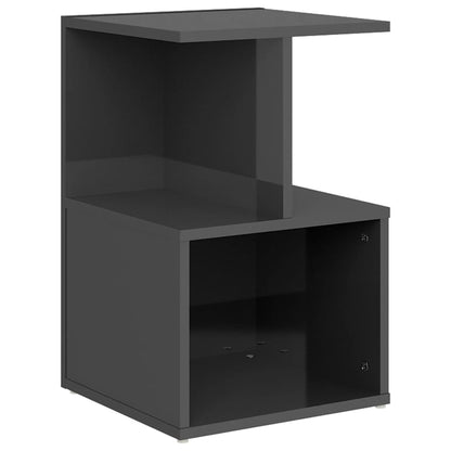 Nachtkastje 35x35x55 cm bewerkt hout hoogglans grijs