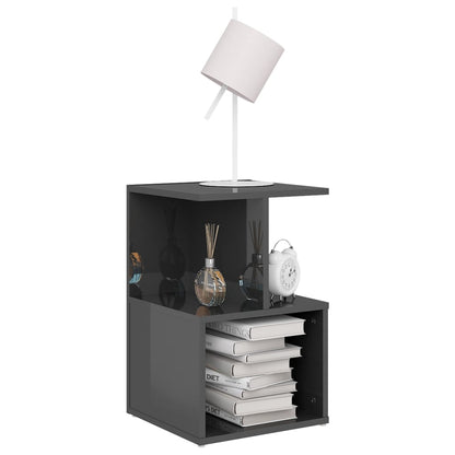 Nachtkastjes 2 st 35x35x55 cm bewerkt hout hoogglans grijs