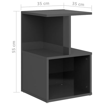 Nachtkastjes 2 st 35x35x55 cm bewerkt hout hoogglans grijs