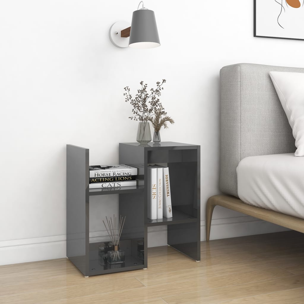 Nachtkastjes 2 st 50x30x51,5 cm bewerkt hout hoogglans grijs