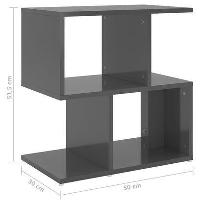 Nachtkastjes 2 st 50x30x51,5 cm bewerkt hout hoogglans grijs