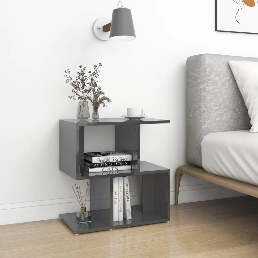 Nachtkastjes 2 st 50x30x51,5 cm bewerkt hout hoogglans grijs