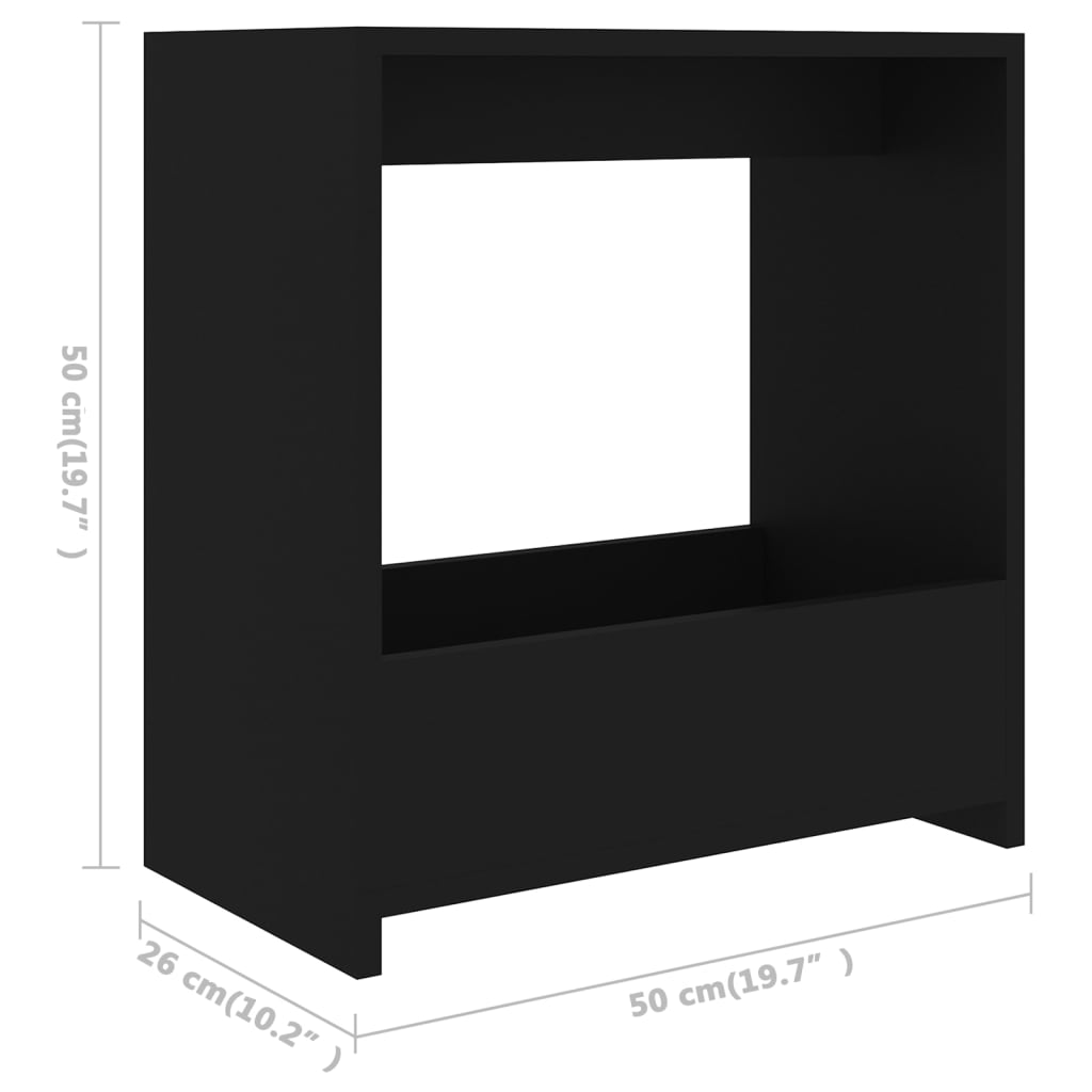 Bijzettafel 50X26X50 Cm Spaanplaat Zwart