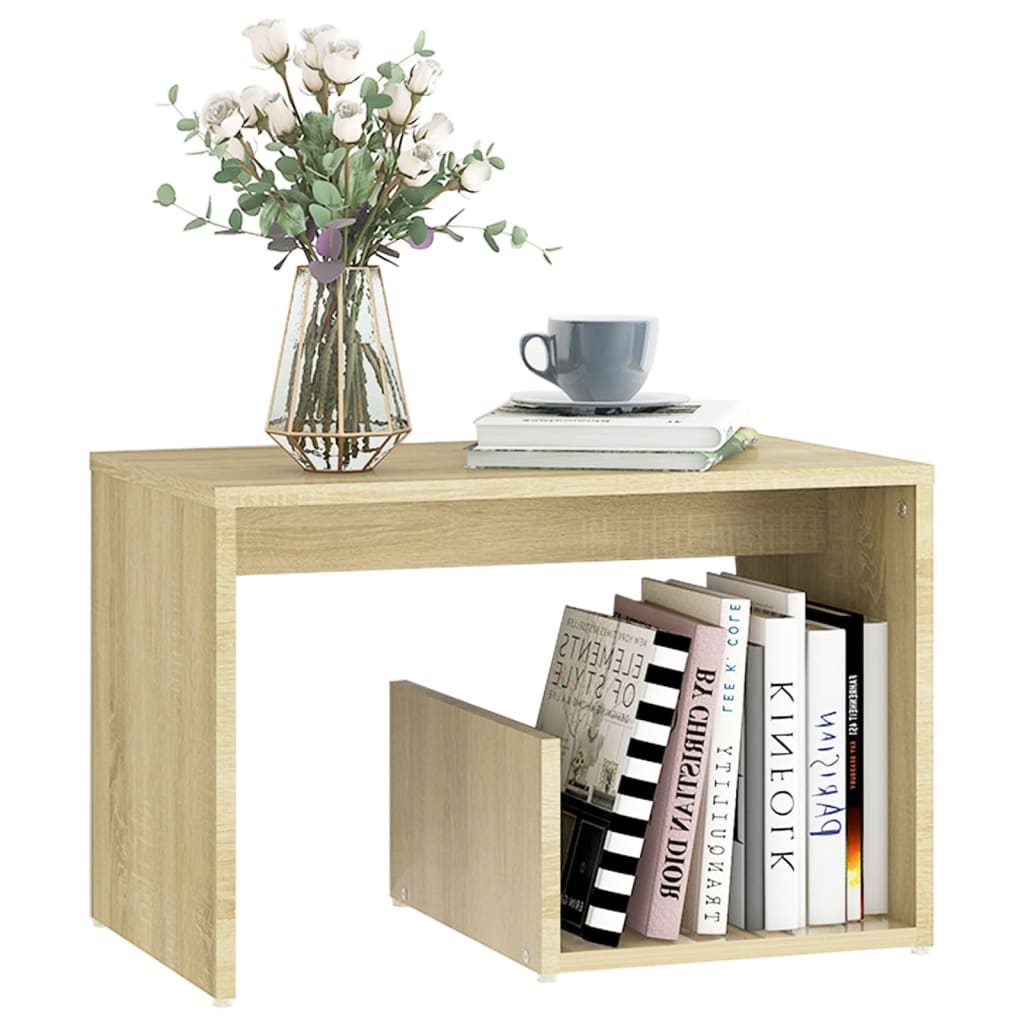 Bijzettafel 59X36X38 Cm Bewerkt Hout Kleurig Sonoma eiken