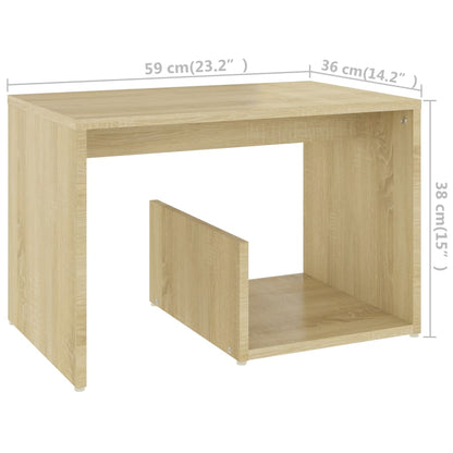 Bijzettafel 59X36X38 Cm Bewerkt Hout Kleurig Sonoma eiken