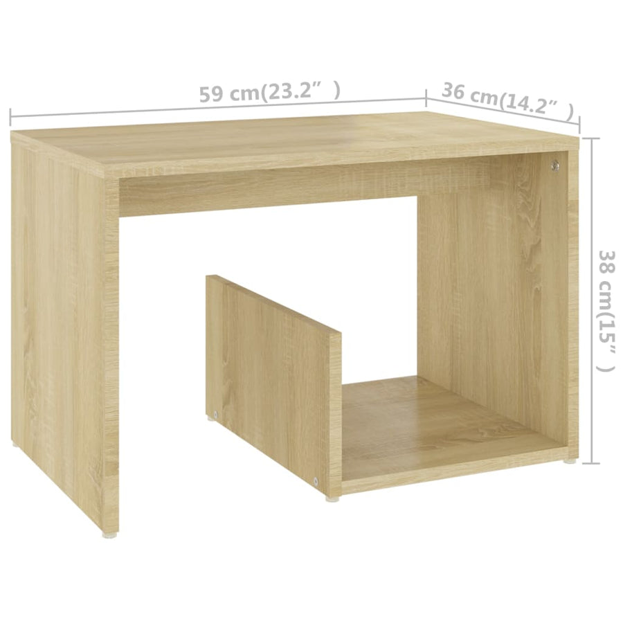 Bijzettafel 59X36X38 Cm Bewerkt Hout Kleurig Sonoma eiken