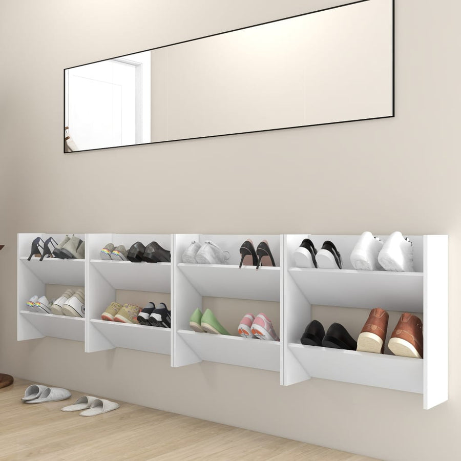 Wandschoenenkasten Bewerkt Hout Wit 4 1 60 cm