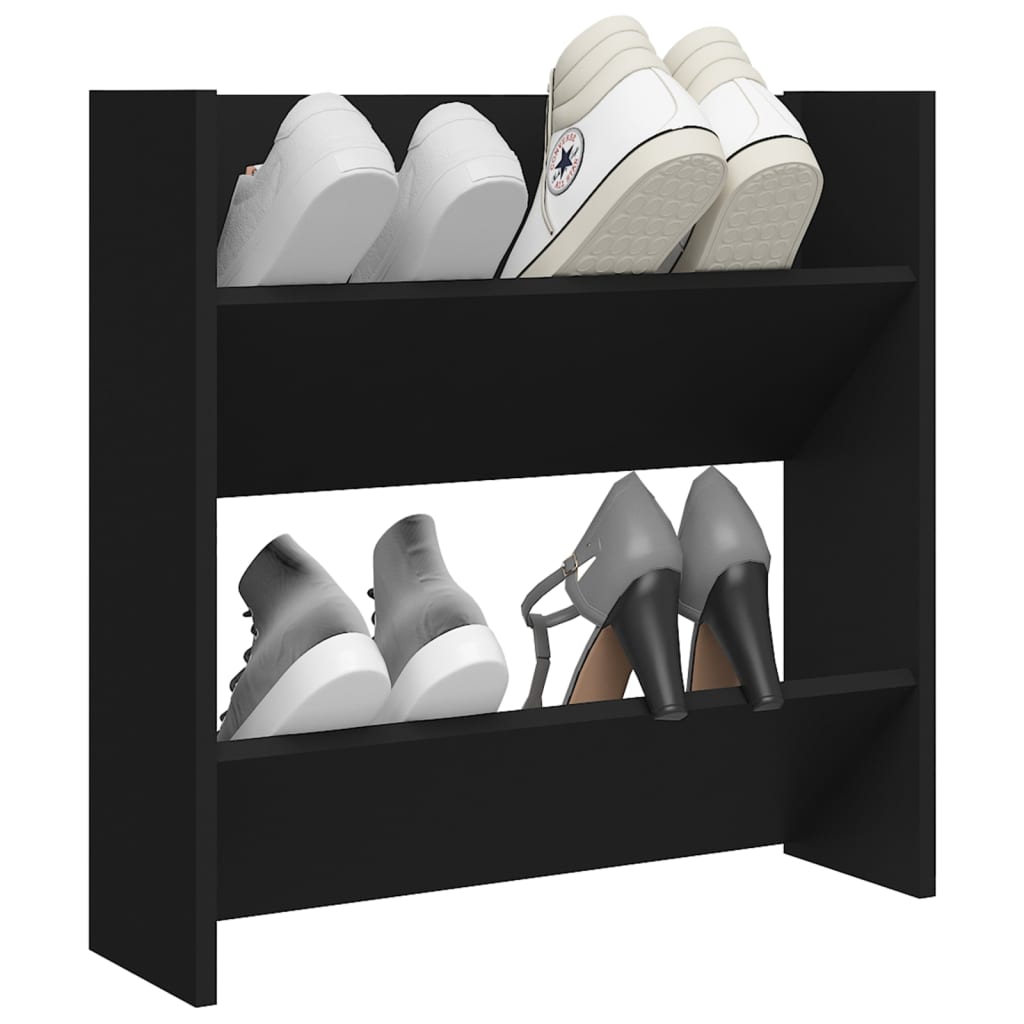 Wandschoenenkast 60x18x60 cm bewerkt hout zwart