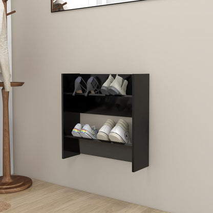 Wandschoenenkast 60x18x60 cm bewerkt hout zwart