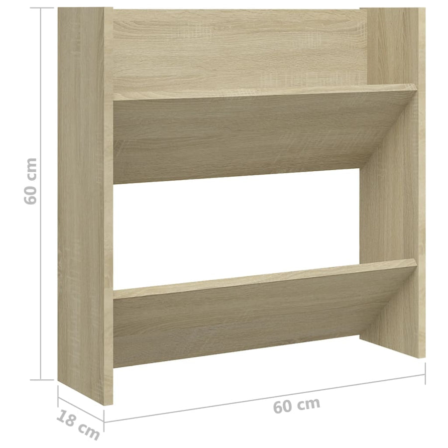 Wandschoenenkast 60X18X60 Cm Spaanplaat Sonoma Eikenkleurig 60 x 18 x 60 cm