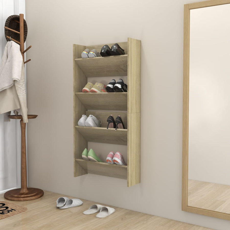 Wandschoenenkasten 2 St 60X18X60 Cm Spaanplaat Sonoma Eiken 60 x 18 x 60 cm
