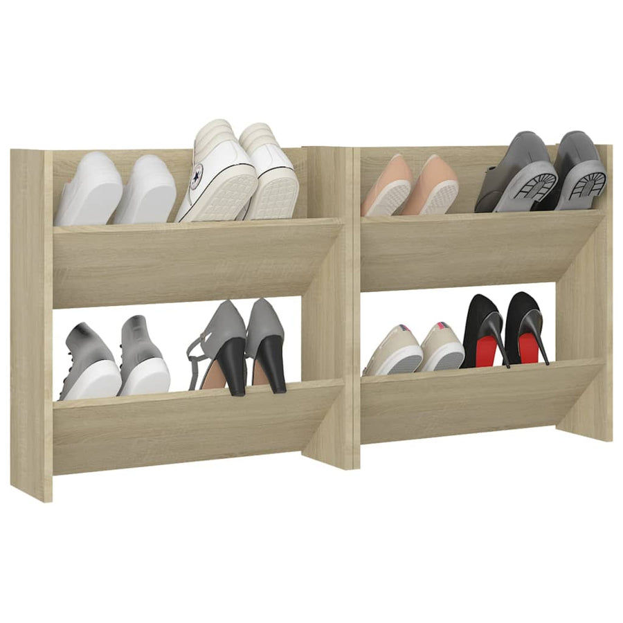 Wandschoenenkasten 2 St 60X18X60 Cm Spaanplaat Sonoma Eiken 60 x 18 x 60 cm