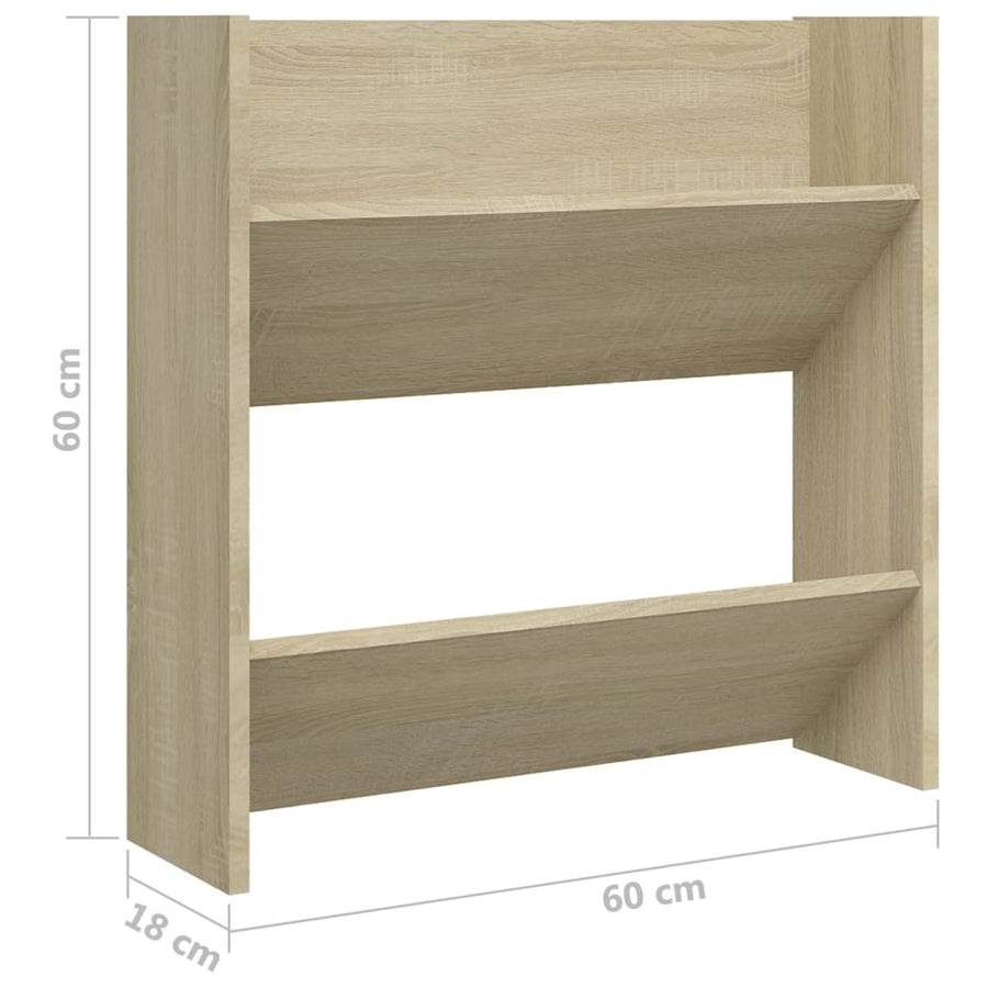 Wandschoenenkasten 2 St 60X18X60 Cm Spaanplaat Sonoma Eiken 60 x 18 x 60 cm