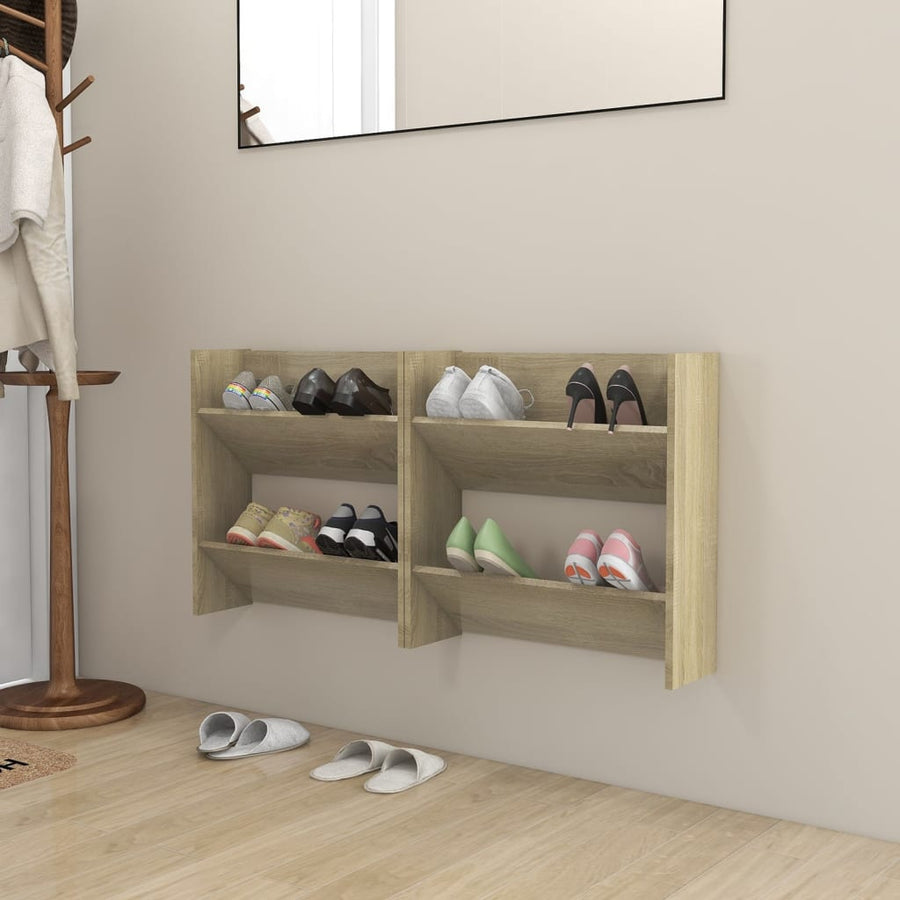 Wandschoenenkasten 2 St 60X18X60 Cm Spaanplaat Sonoma Eiken 60 x 18 x 60 cm