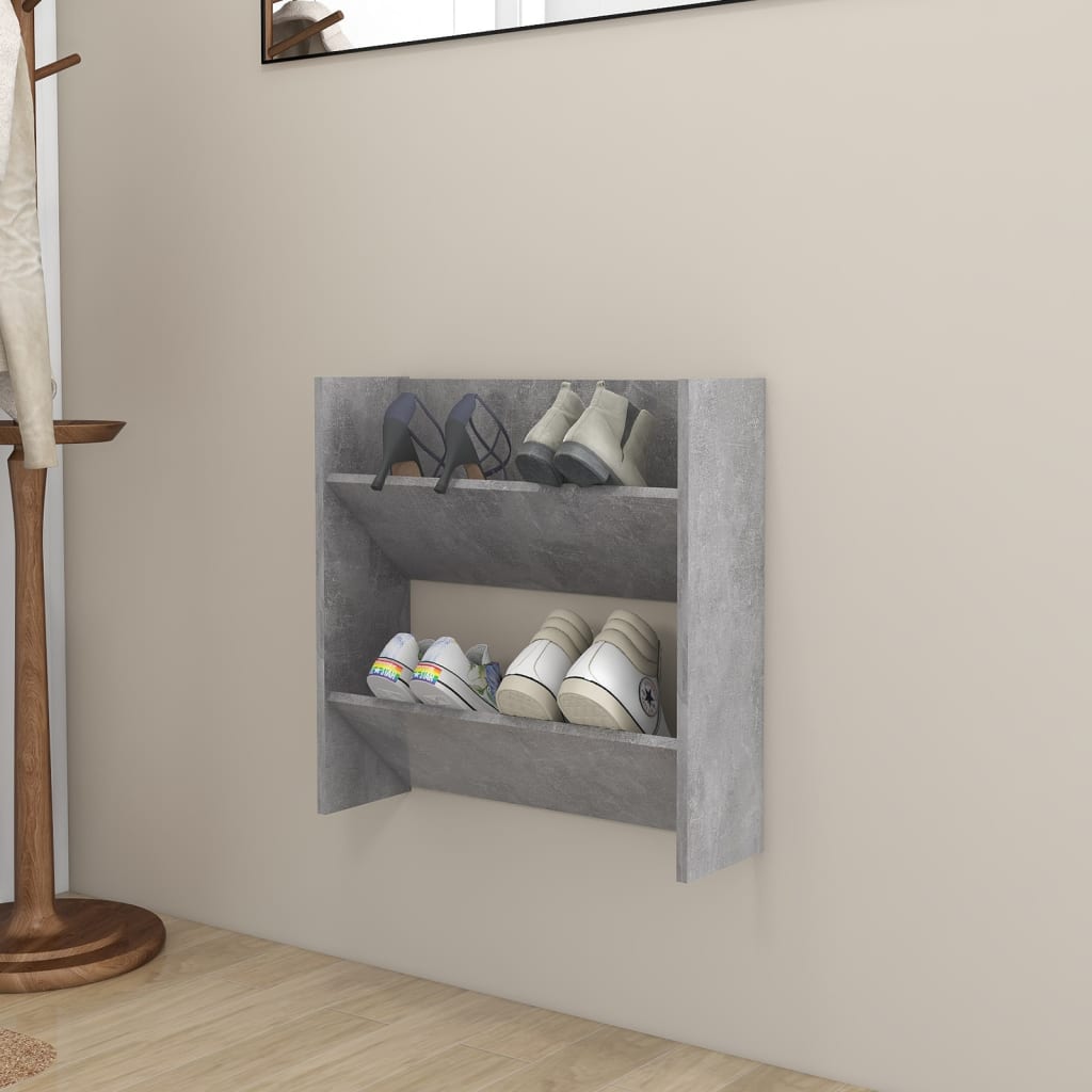 Wandschoenenkast 60X18X60 Cm Spaanplaat Betongrijs 60 x 18 x 60 cm