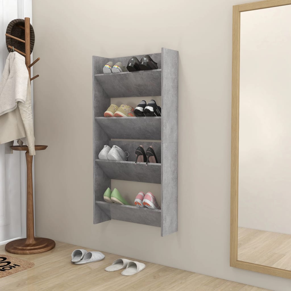 Wandschoenenkasten 2 St 60X18X60 Cm Spaanplaat Betongrijs 60 x 18 x 60 cm