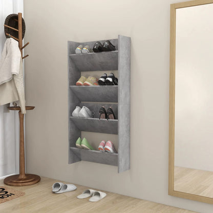 Wandschoenenkasten 2 St 60X18X60 Cm Spaanplaat Betongrijs 60 x 18 x 60 cm