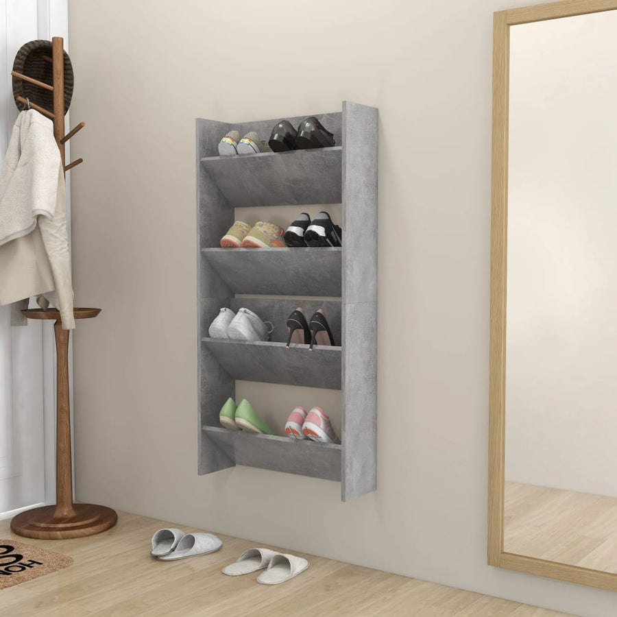 Wandschoenenkasten 2 St 60X18X60 Cm Spaanplaat Betongrijs 60 x 18 x 60 cm