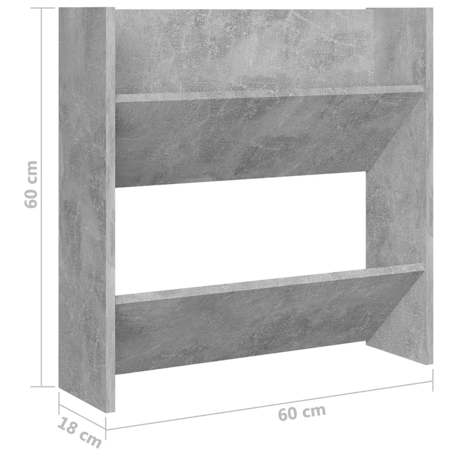 Wandschoenenkasten 2 St 60X18X60 Cm Spaanplaat Betongrijs 60 x 18 x 60 cm