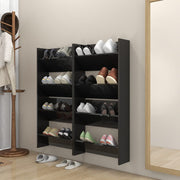 Schoenenkast 60x18x60 cm spaanplaat hoogglans zwart