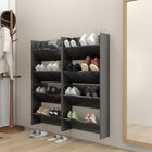 Wandschoenenkast 60x18x60 cm spaanplaat hoogglans grijs (4 stuks)