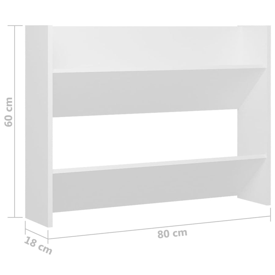 Wandschoenenkast 80X18X Bewerkt Hout Wit 80 cm 60 cm