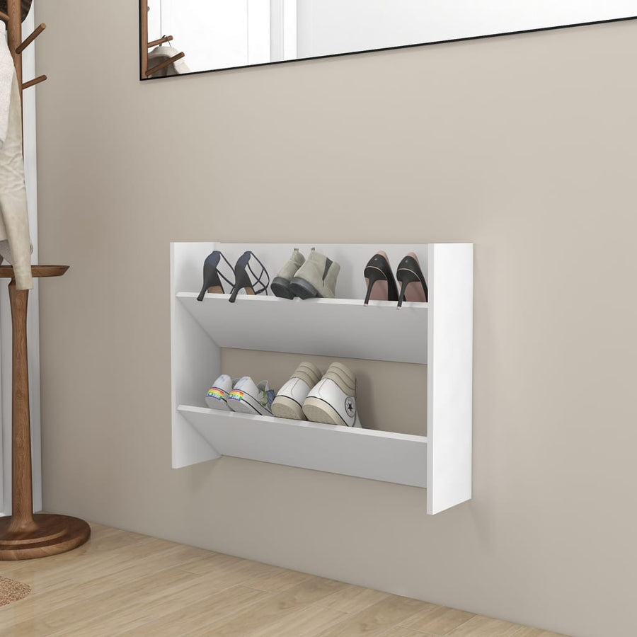 Wandschoenenkast 80X18X Bewerkt Hout Wit 80 cm 60 cm