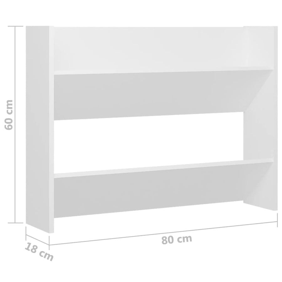 Wandschoenenkasten 2 st 80x18x60 cm spaanplaat wit