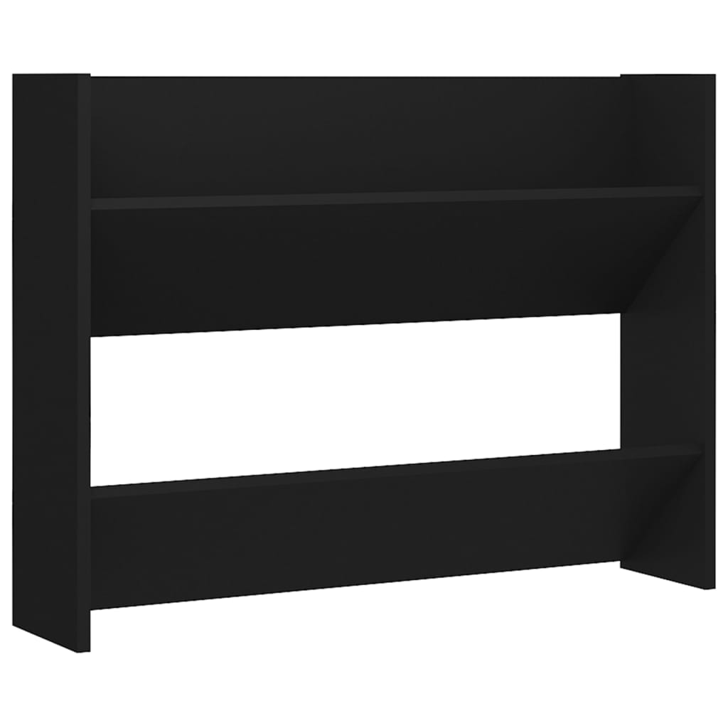 Wandschoenenkast 80x18x60 cm bewerkt hout zwart