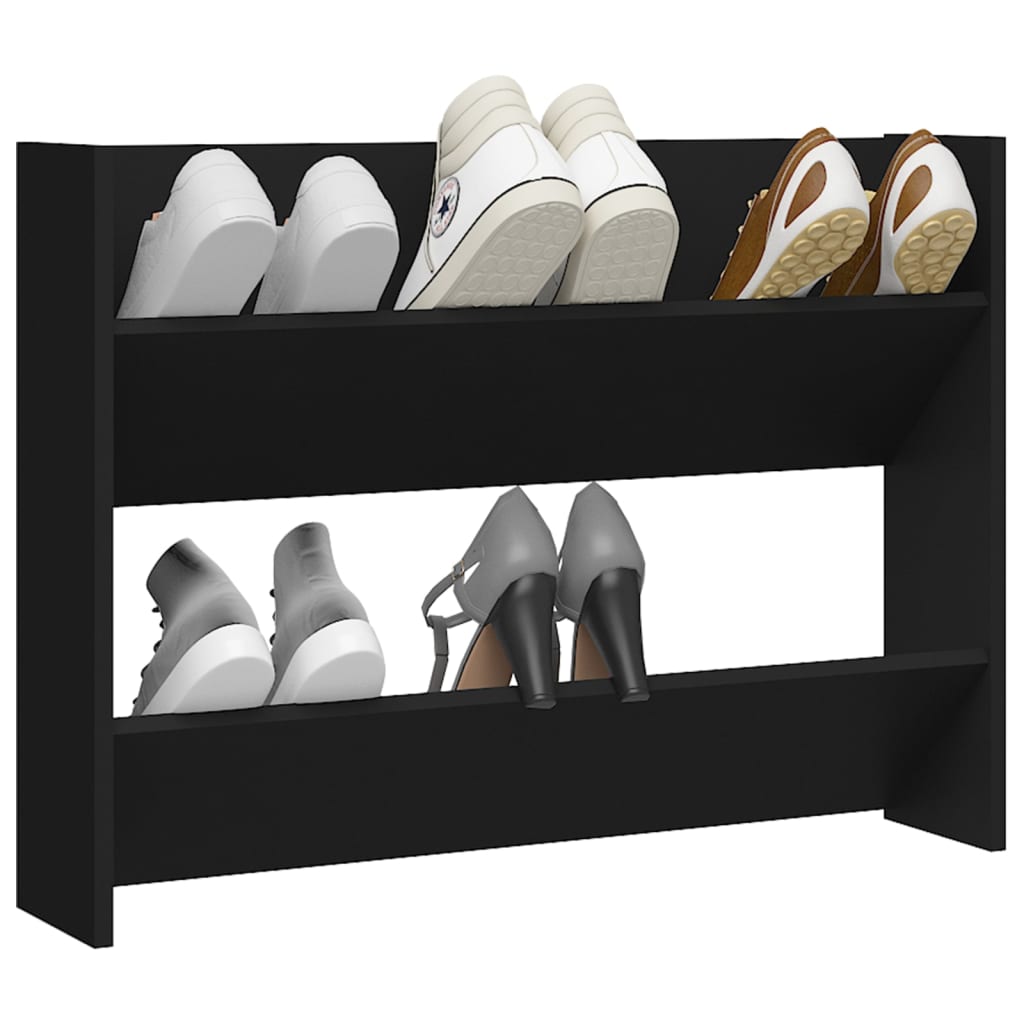 Wandschoenenkast 80x18x60 cm bewerkt hout zwart