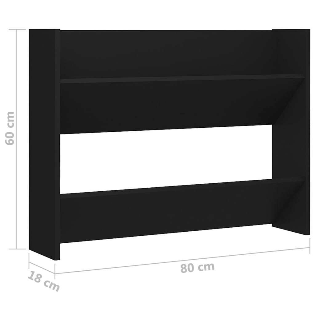 Wandschoenenkast 80x18x60 cm bewerkt hout zwart