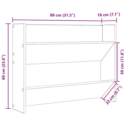 Wandschoenenkast 80x18x60 cm bewerkt hout zwart