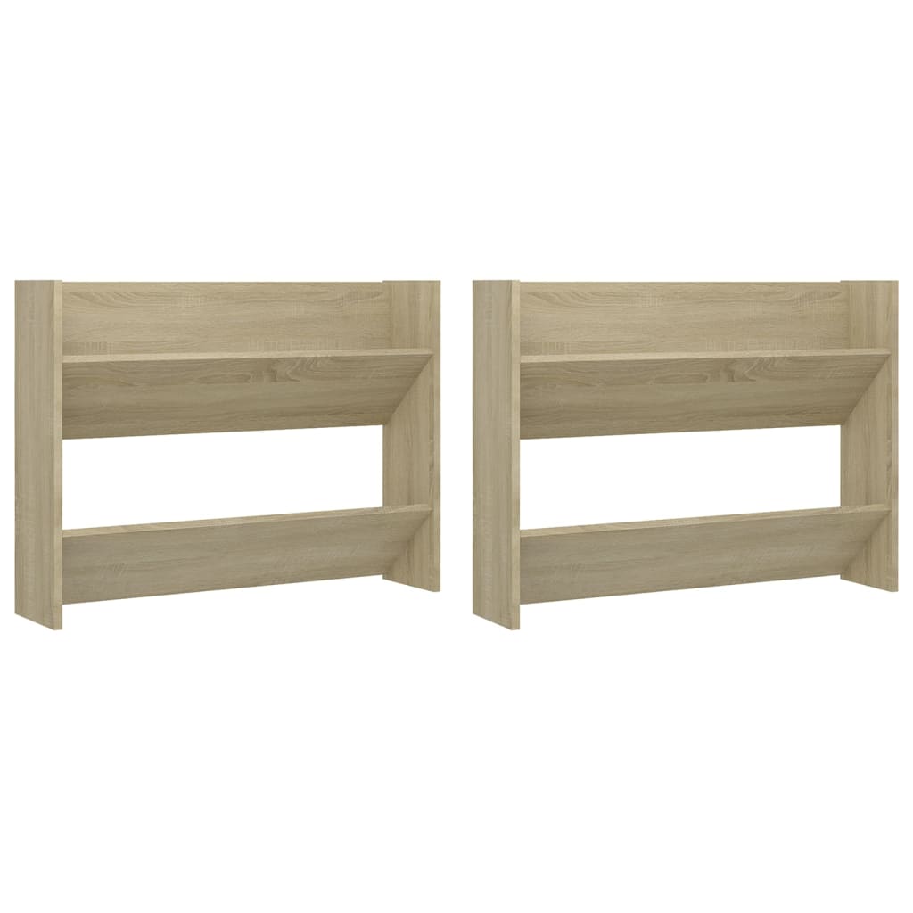 Wandschoenenkasten 2 st 80x18x60 cm spaanplaat sonoma eiken