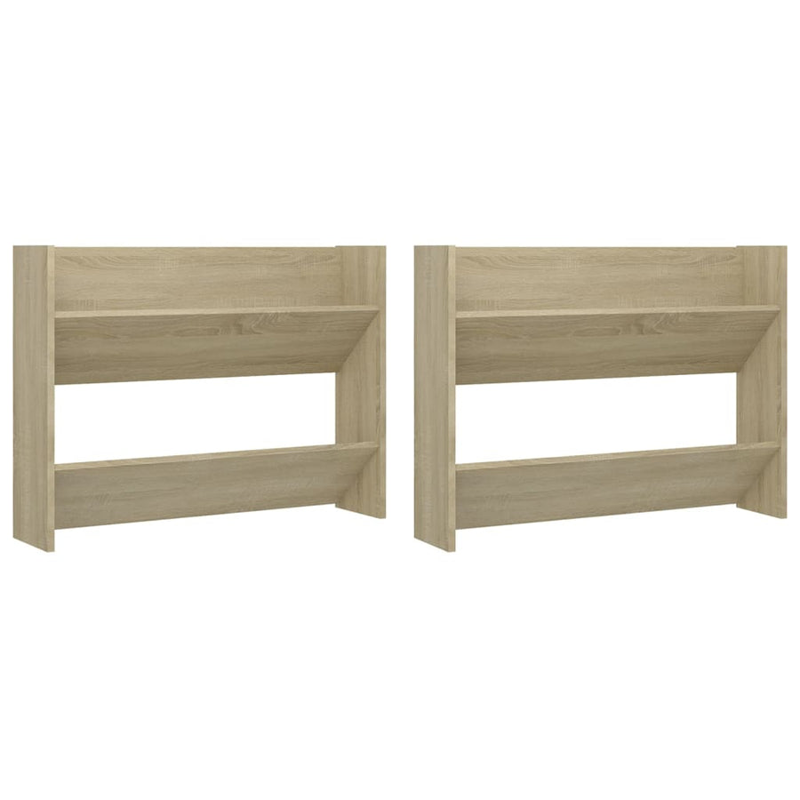 Wandschoenenkasten 2 st 80x18x60 cm spaanplaat sonoma eiken