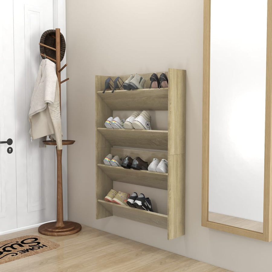 Wandschoenenkasten 2 st 80x18x60 cm spaanplaat sonoma eiken
