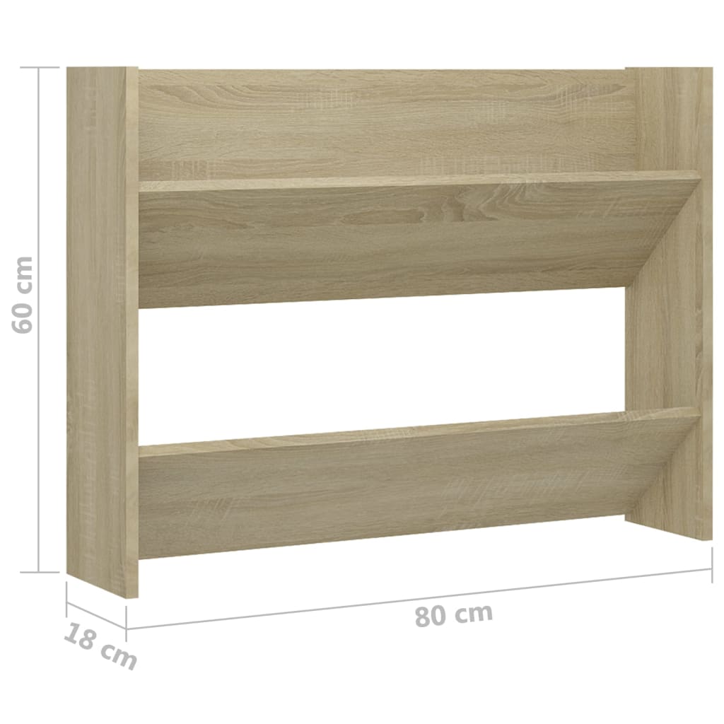 Wandschoenenkasten 2 st 80x18x60 cm spaanplaat sonoma eiken